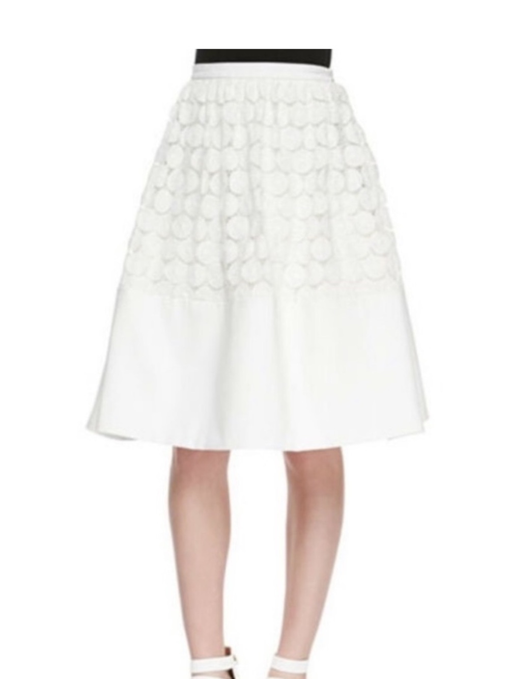 Alexis White Floral Mixed Media Midi Skirt Tulle Bridal Skirt Size Small
